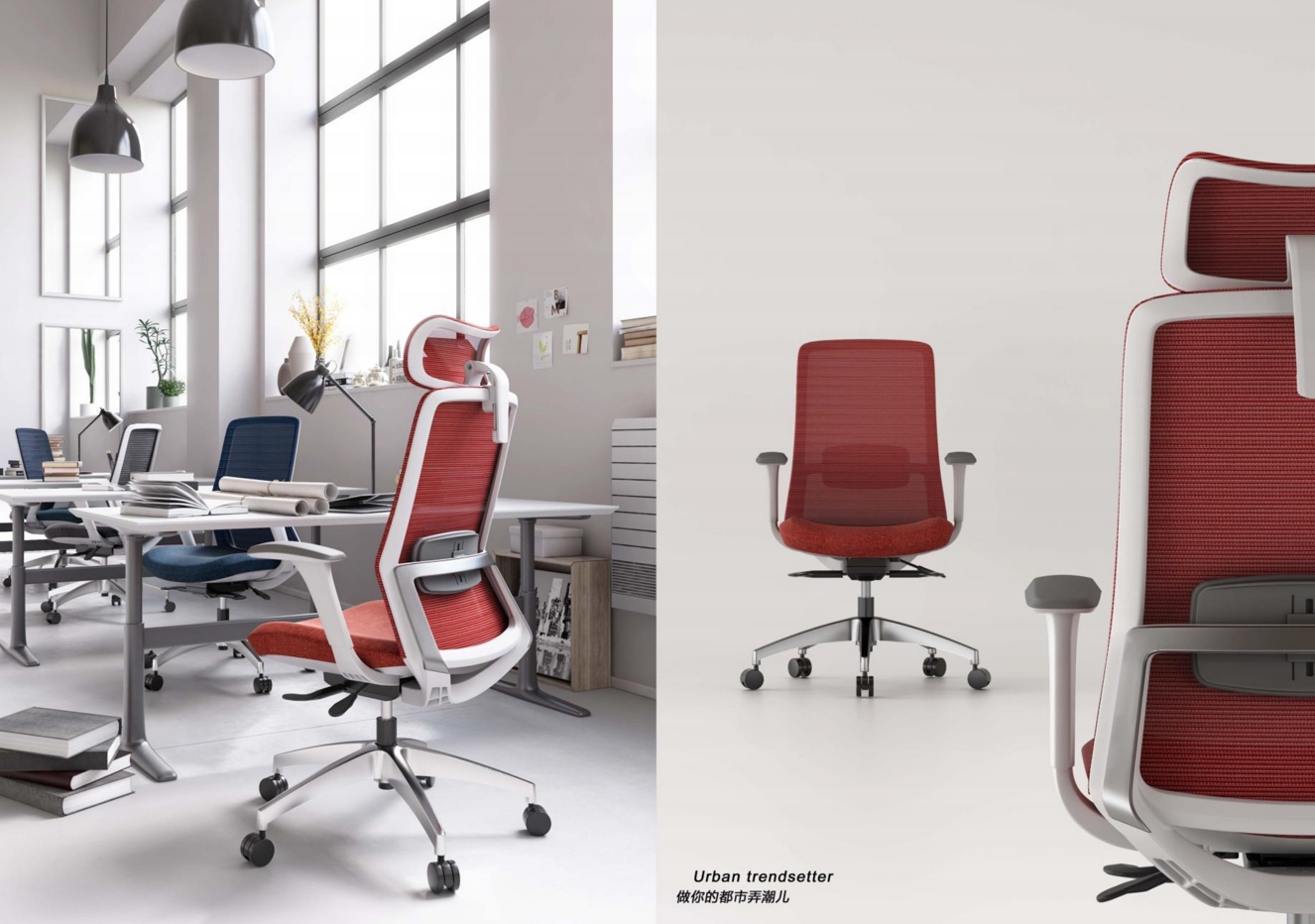 Task Chair Mid Back - Stoff-Bürostuhl mit Mittlerer Rückenlehne, Ergonomisches Netzdesign,