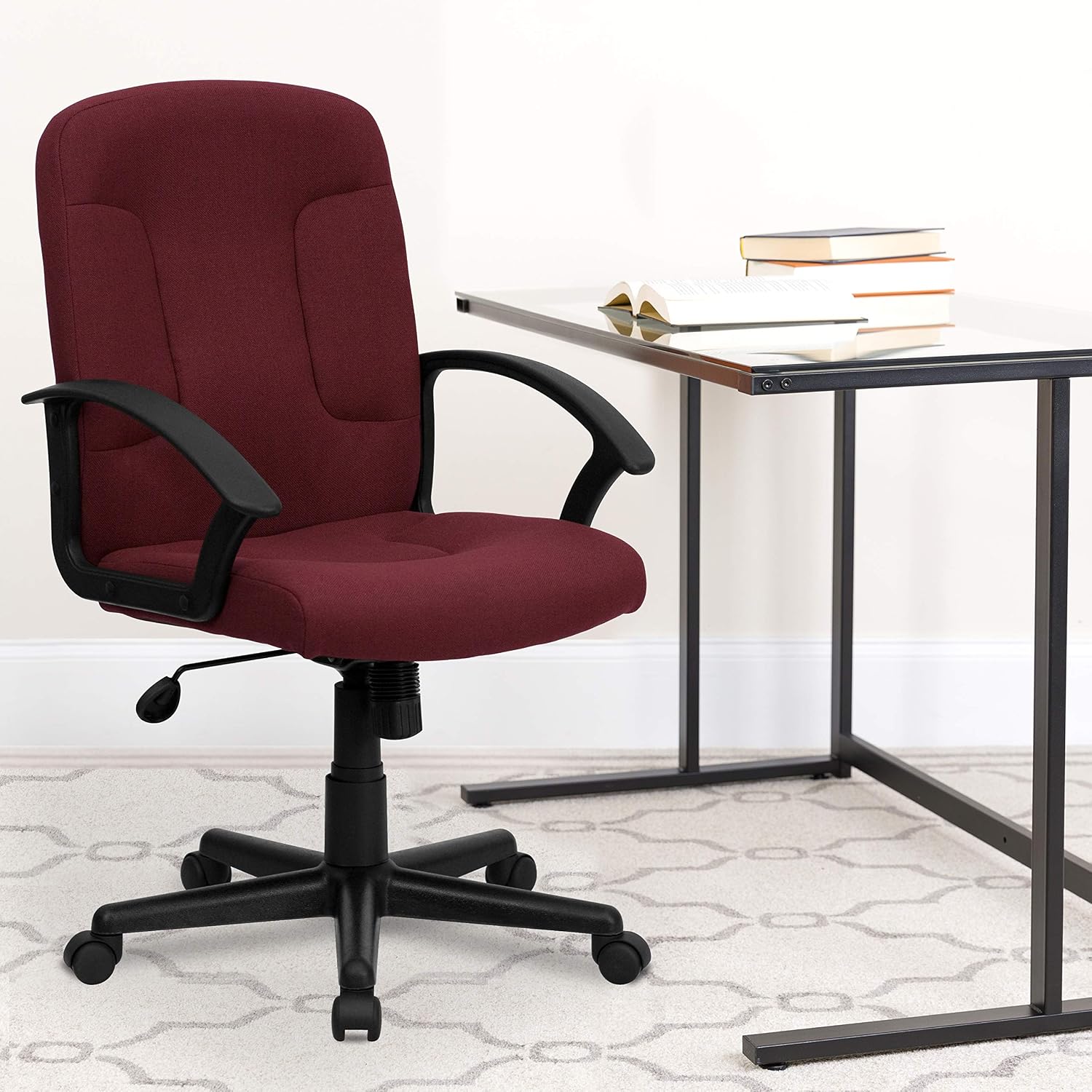 Task Chair Mid Back - Burgunderroter Bürostuhl mit mittelhoher Rückenlehne, ergonomischer