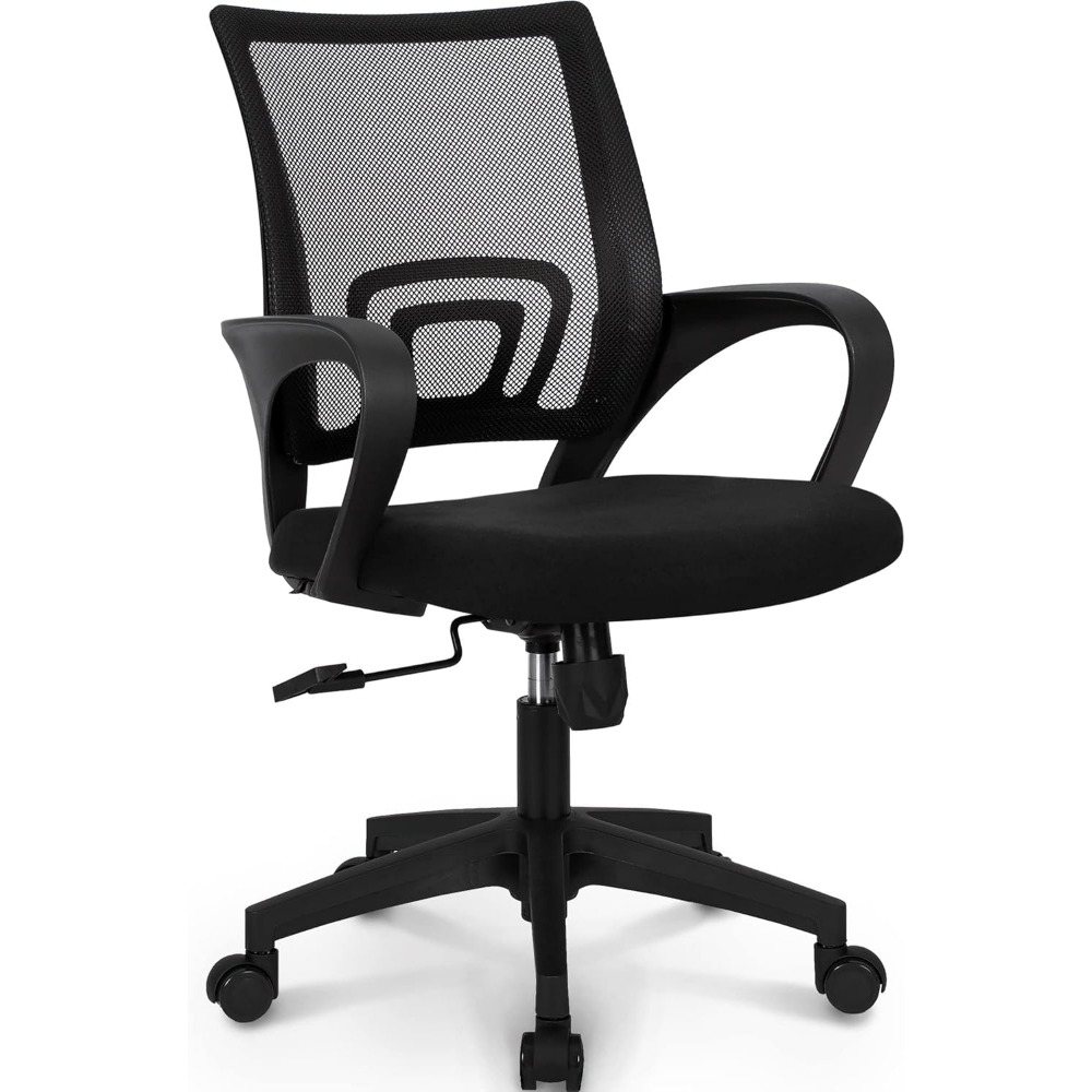 Task Chair Mid Back - Schwarzer Netz-Gaming-Bürostuhl mit mittelhoher Rückenlehne, Lendenwirbelstütze,