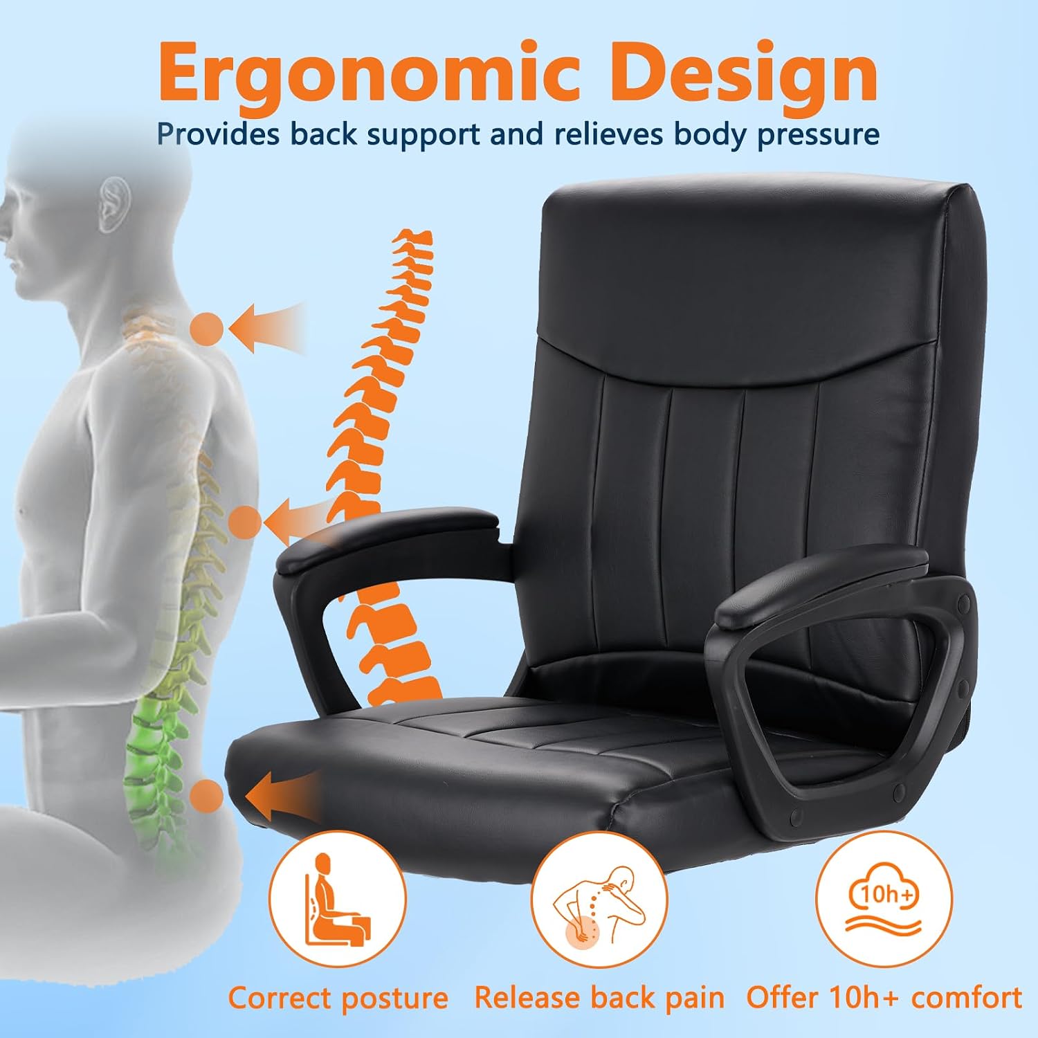 Leder-Bürostuhl, ergonomisch,  – Task Chair Mid Back Bewertung und Preis
