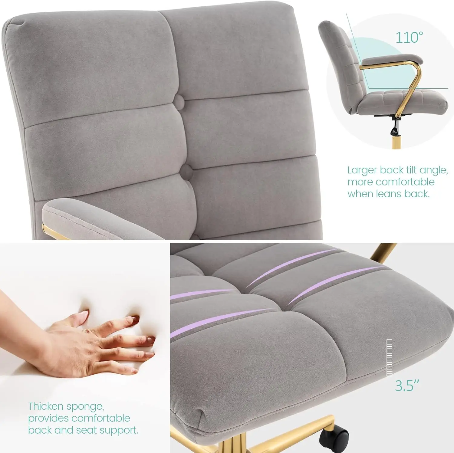 Samt-Schreibtischstuhl für das – Task Chair Mid Back Bewertung und Preis